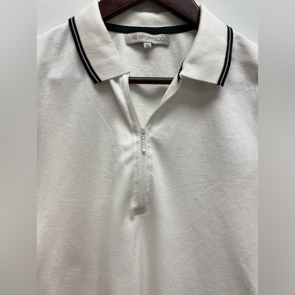 4 for $25 🤍 AE Sports Collared Crisp White 1/3 Zip Polo Top 🤍- 1X - Picture 4 of 6